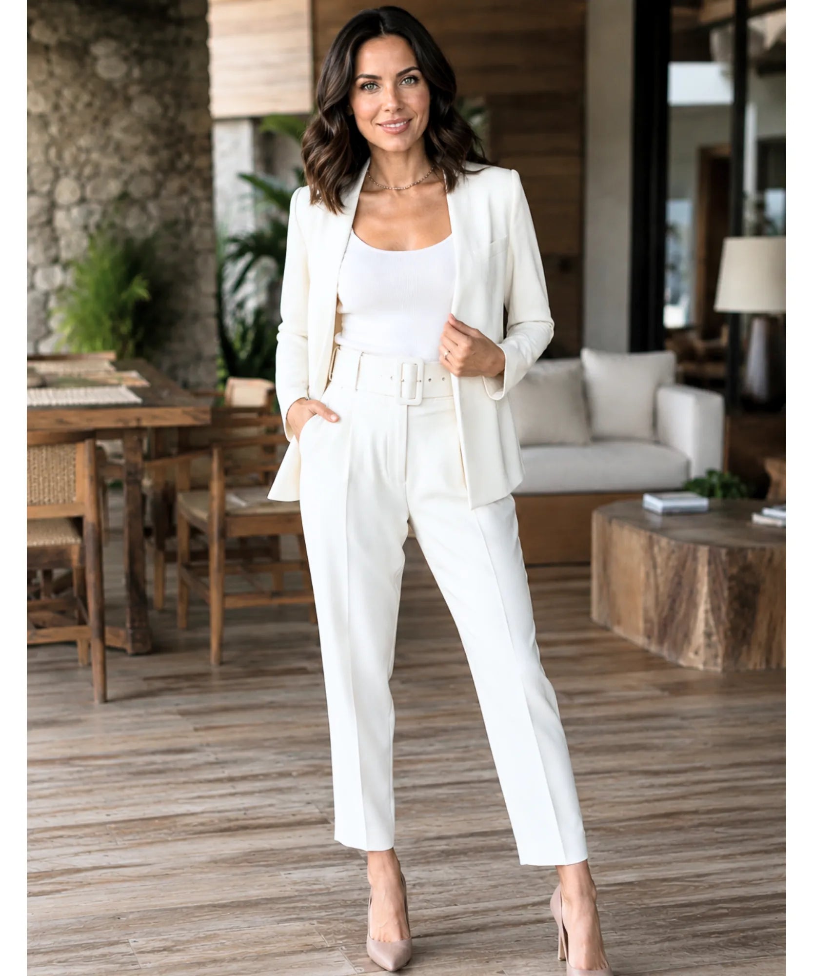 Comprar conjunto feminino alfaiataria azul com blazer e calça elegante para trabalho e reuniões barato ZARA