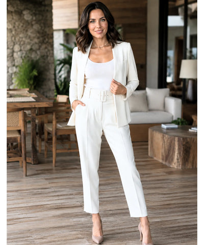 Comprar conjunto feminino alfaiataria azul com blazer e calça elegante para trabalho e reuniões barato ZARA