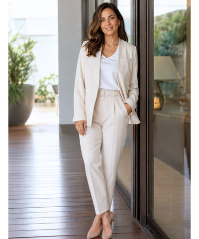 Comprar conjunto feminino alfaiataria azul com blazer e calça elegante para trabalho e reuniões barato ZARA