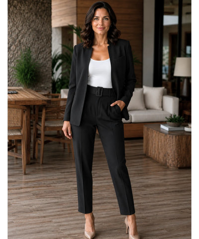 Comprar conjunto feminino alfaiataria azul com blazer e calça elegante para trabalho e reuniões barato ZARA