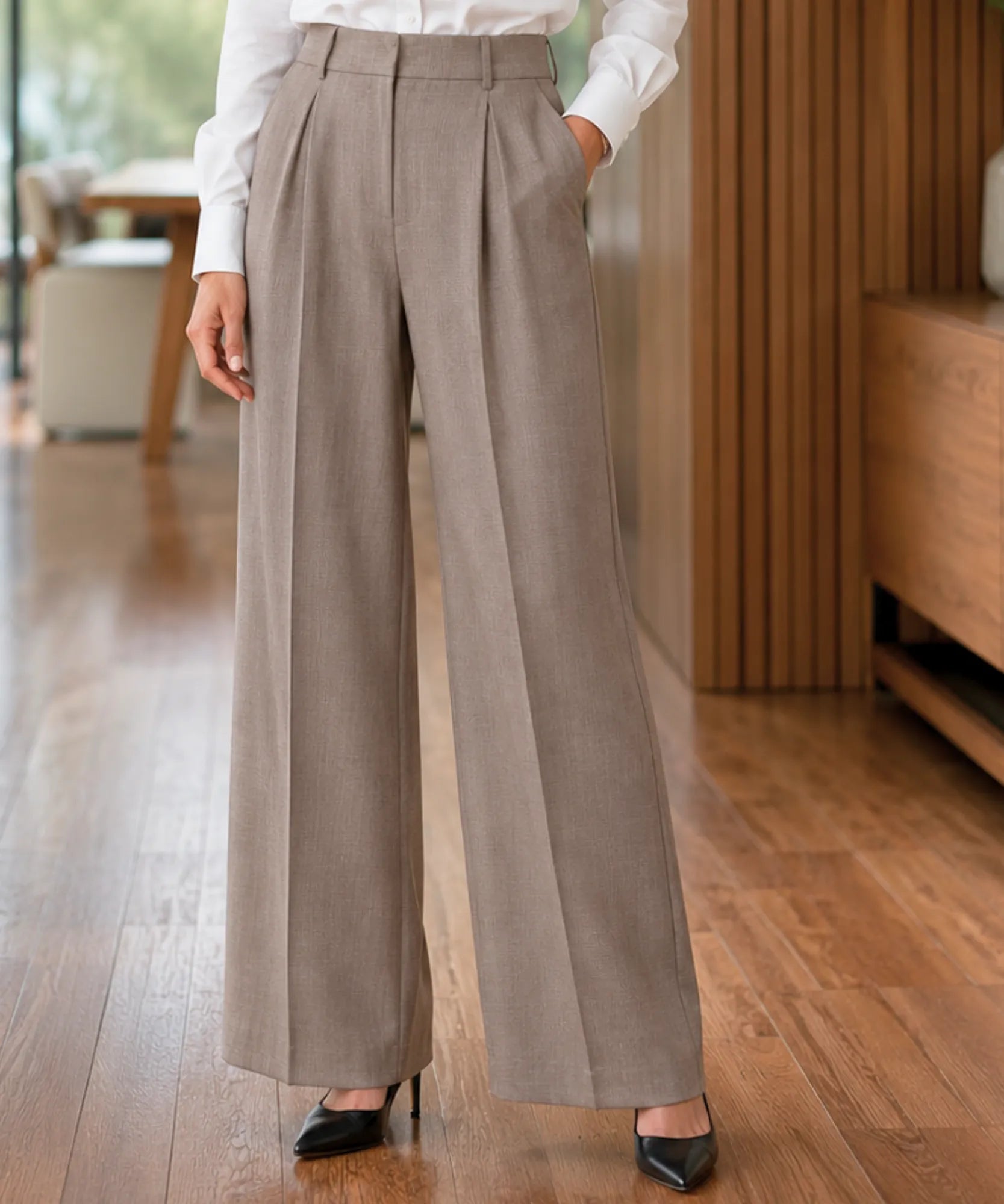 Comprar conjunto feminino alfaiataria com blazer e calça reta elegante para trabalho ou eventos barato ANELLIMN