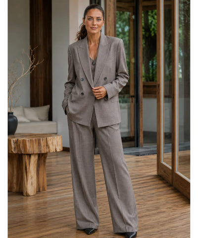 Comprar conjunto feminino alfaiataria com blazer e calça reta elegante para trabalho ou eventos barato ANELLIMN