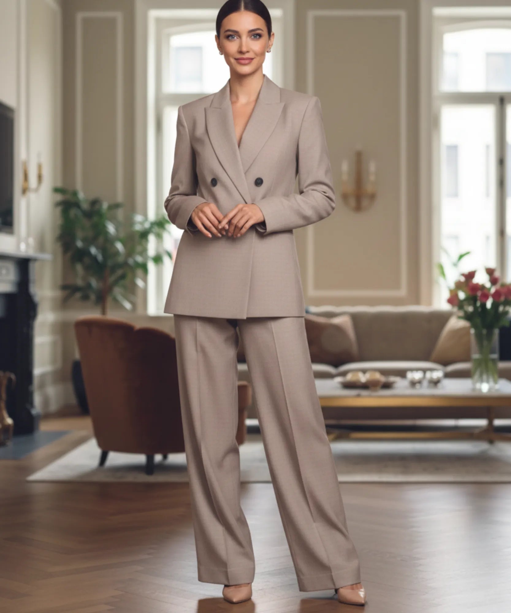 Comprar conjunto feminino alfaiataria com blazer e calça reta elegante para trabalho ou eventos barato ZARA

