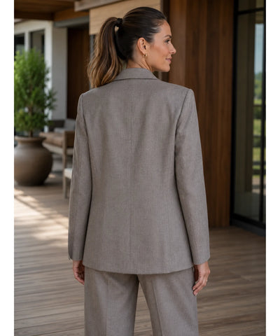 Comprar conjunto feminino alfaiataria com blazer e calça reta elegante para trabalho ou eventos barato ANELLIMN