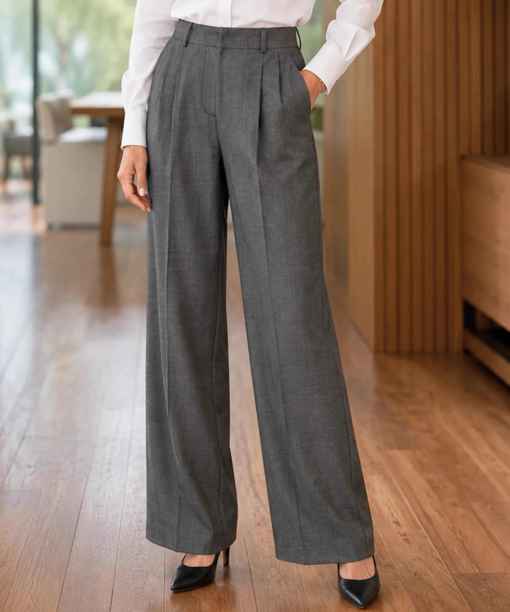 Comprar conjunto feminino alfaiataria com blazer e calça reta elegante para trabalho ou eventos barato ANELLIMN
