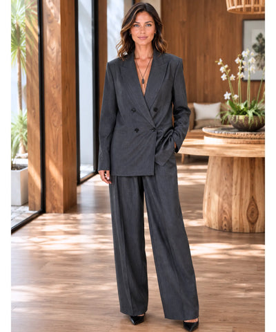 Comprar conjunto feminino alfaiataria com blazer e calça reta elegante para trabalho ou eventos barato ANELLIMN