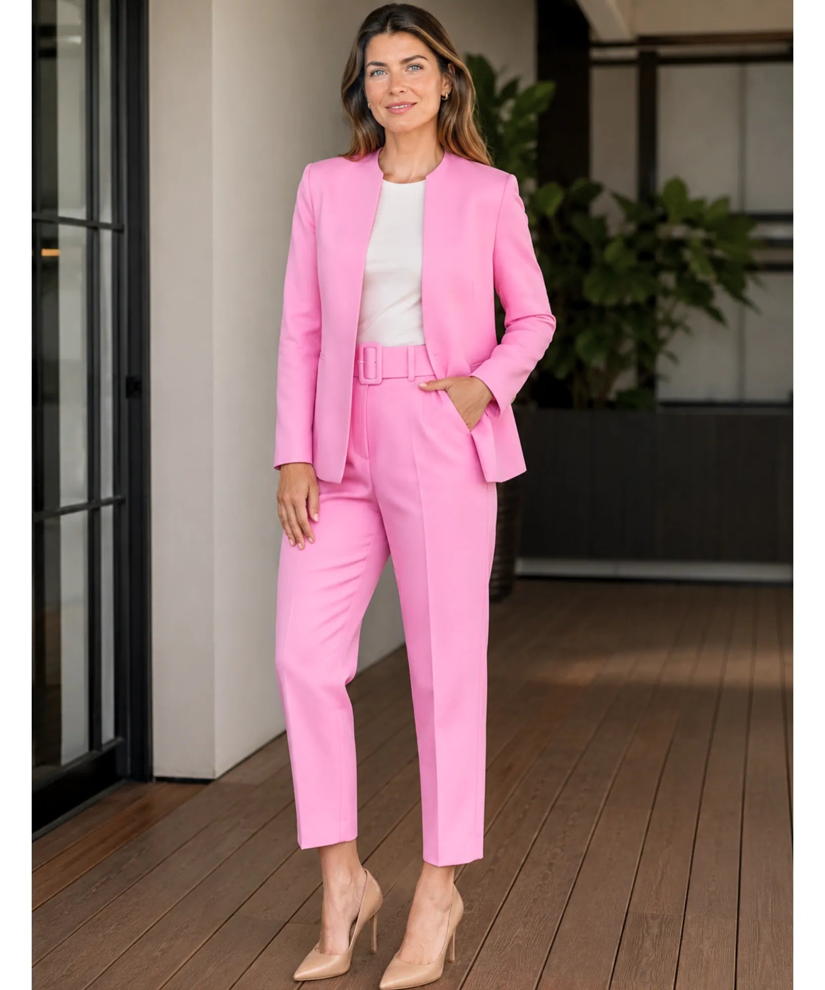 Comprar conjunto feminino alfaiataria azul com blazer e calça elegante para trabalho e reuniões barato ZARA