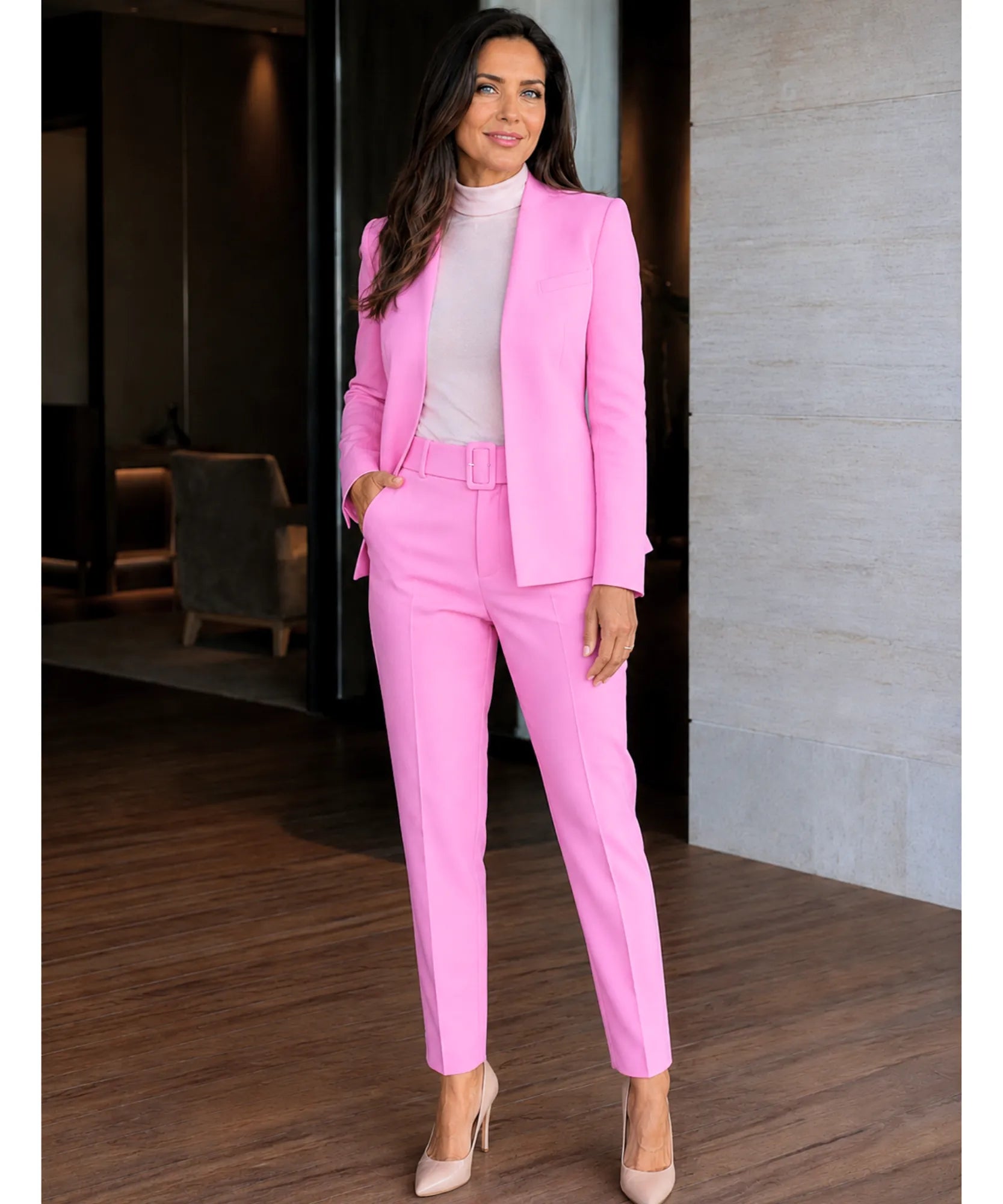 Comprar conjunto feminino alfaiataria azul com blazer e calça elegante para trabalho e reuniões barato ZARA