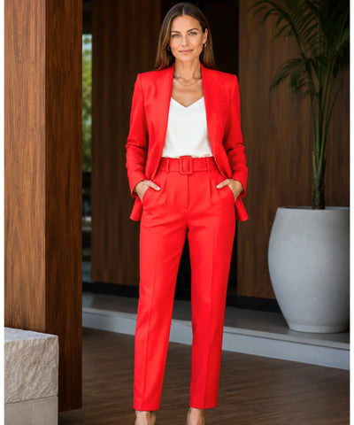 Comprar conjunto feminino alfaiataria azul com blazer e calça elegante para trabalho e reuniões barato ZARA