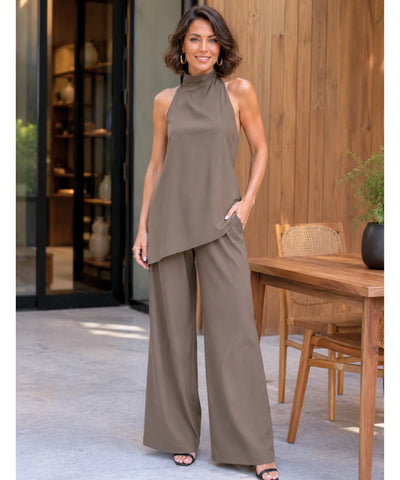 Conjunto Feminino Alfaiataria com Blusa e Calça em Linho | Biah