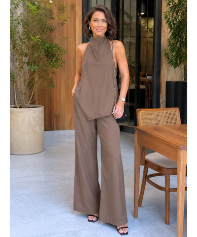 Conjunto Feminino Alfaiataria com Blusa e Calça em Linho | Biah