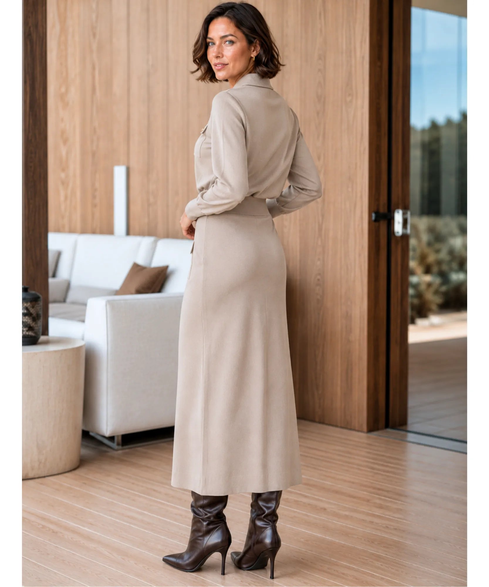 Comprar Conjunto Feminino Alfaiataria Tricot Preto para Trabalho e Festas barato  ANELLIMN 
