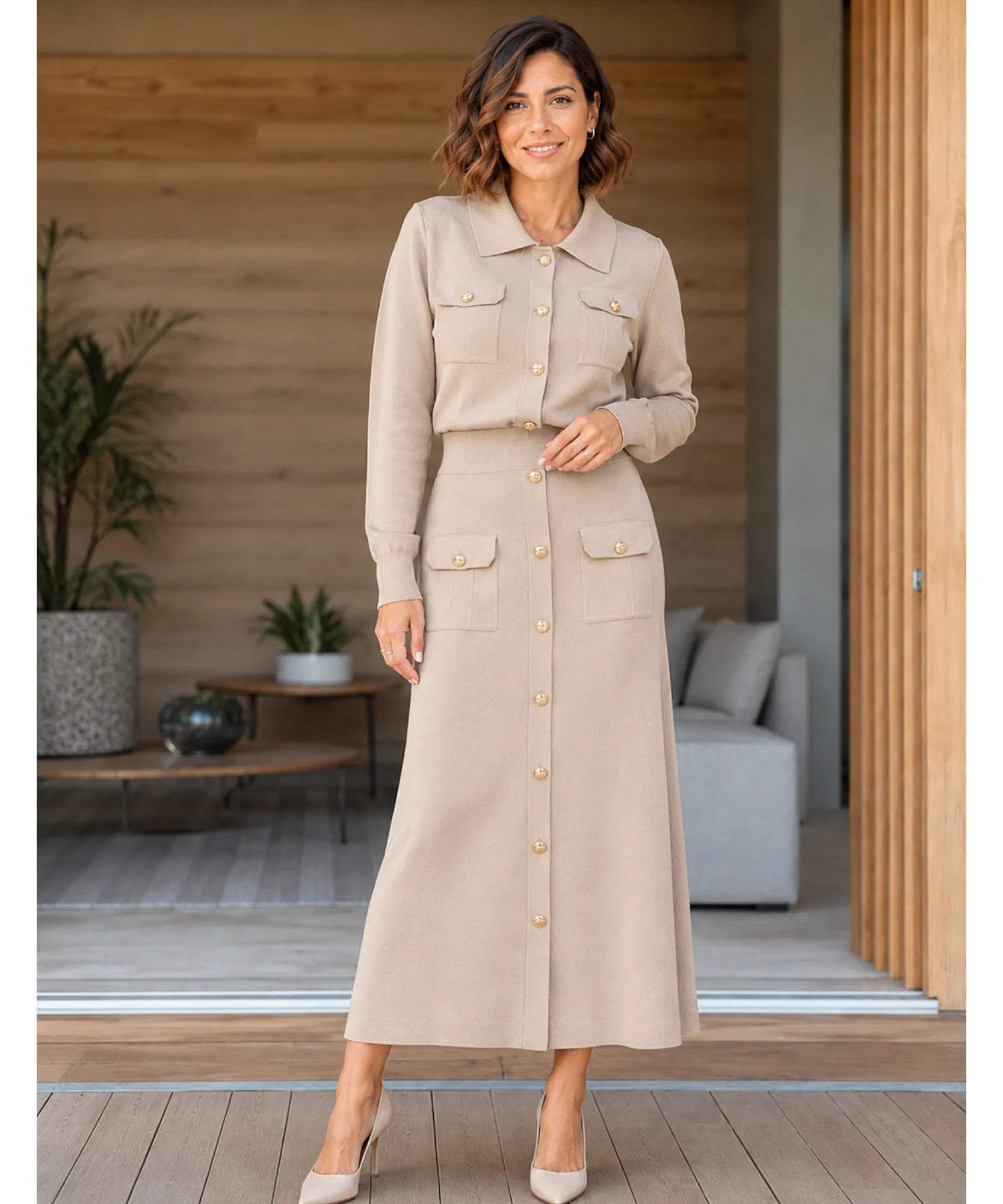 Comprar Conjunto Feminino Alfaiataria Tricot Preto para Trabalho e Festas barato  ANELLIMN 