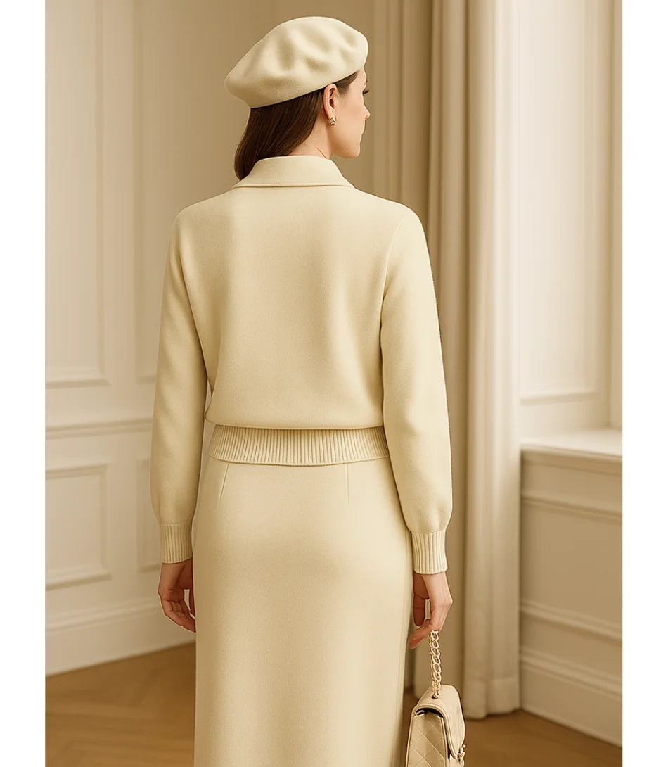 Comprar Conjunto Feminino Alfaiataria Tricot para Trabalho e Festas Off White  ZARA
