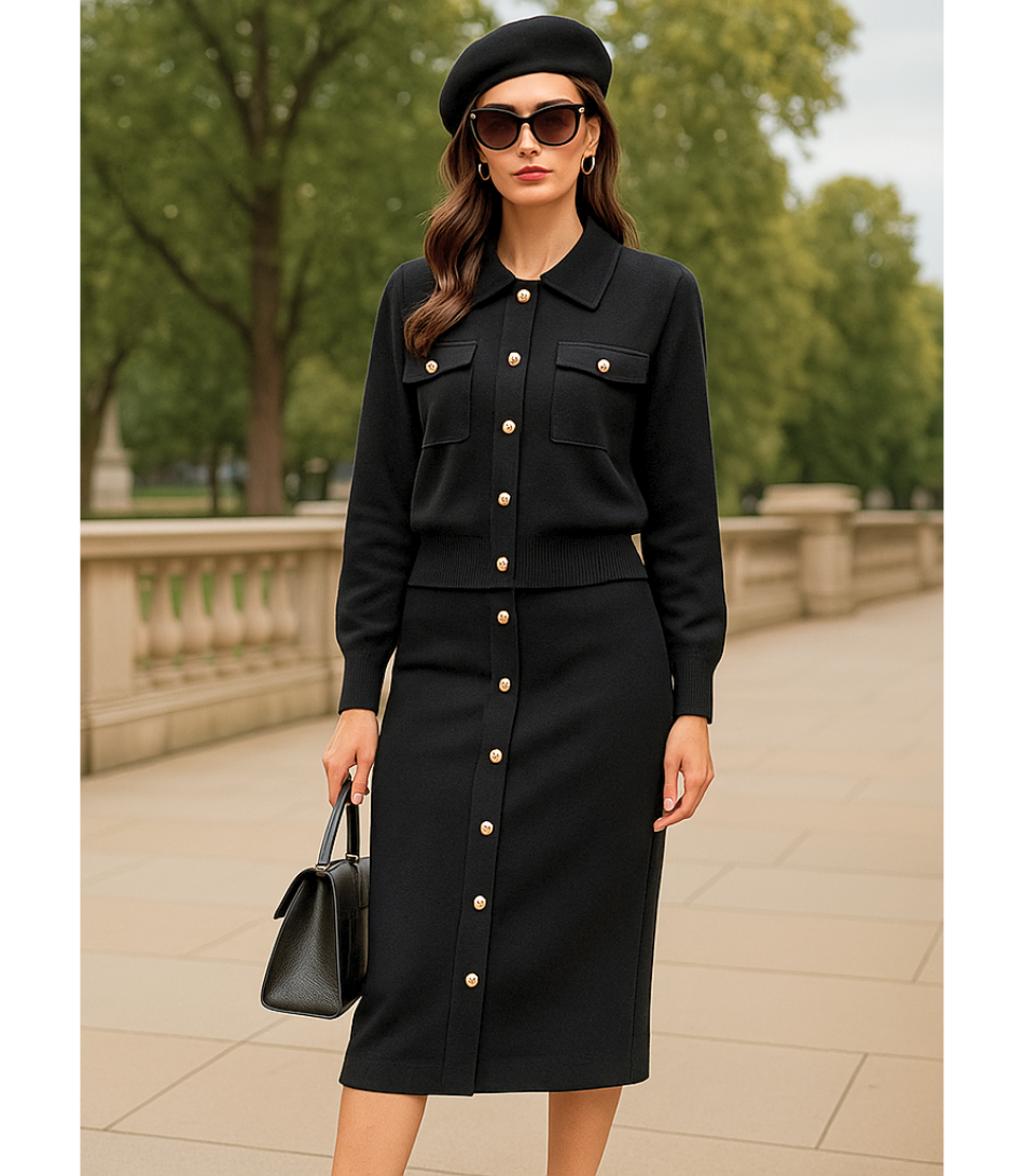 Comprar Conjunto Feminino Alfaiataria Tricot para Trabalho e Festas Preto ZARA
