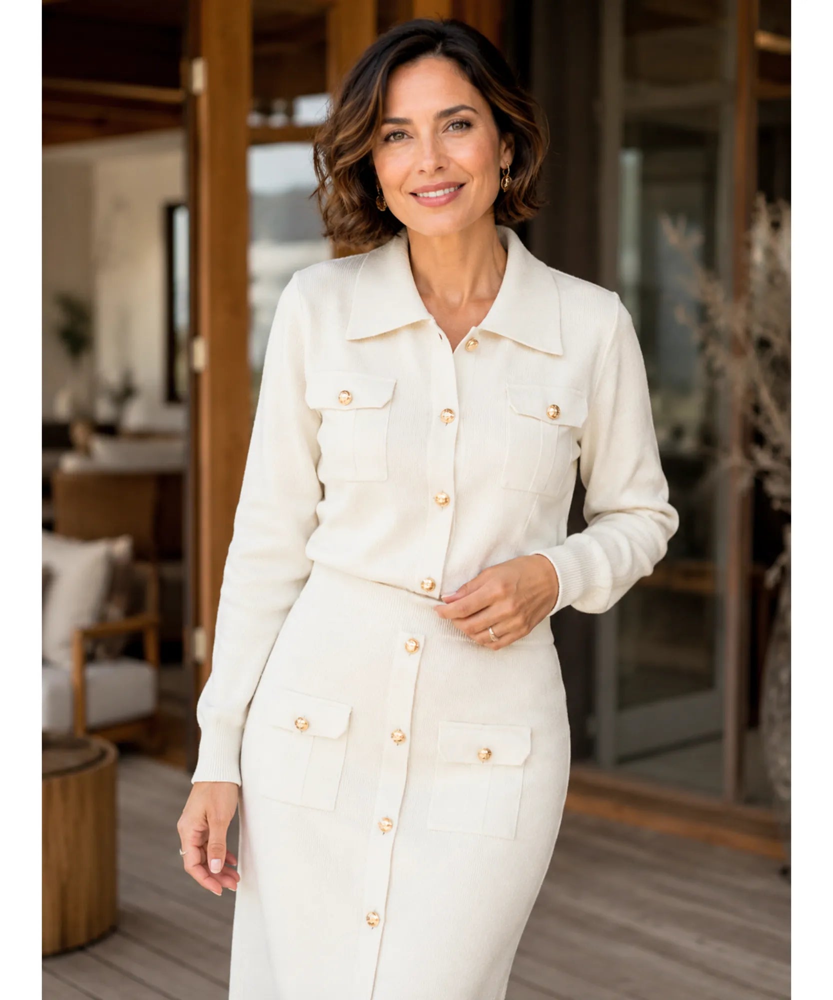Comprar Conjunto Feminino Alfaiataria Tricot Preto para Trabalho e Festas barato  ANELLIMN 