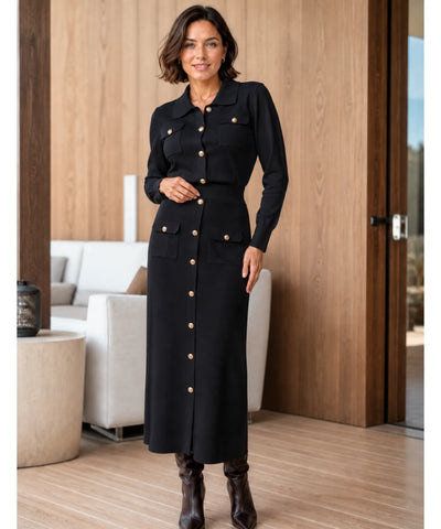 Comprar Conjunto Feminino Alfaiataria Tricot Preto para Trabalho e Festas barato  ANELLIMN 