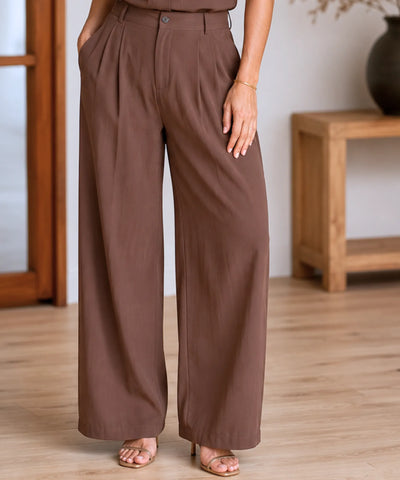Conjunto Feminino Calça Pantalona e Blusa Amarração Casual | Bia