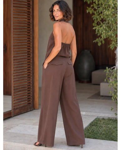 Conjunto Feminino Calça Pantalona e Blusa Amarração Casual | Bia