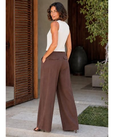 Conjunto Feminino Calça Pantalona e Blusa Amarração Casual | Bia