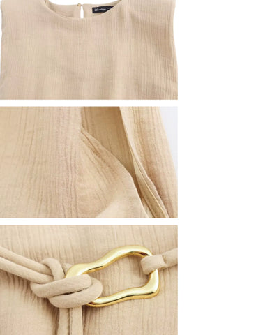 Comprar conjunto feminino blusa calça pantalona wide leg canelada amarração elegante em promoção ANELLIMN