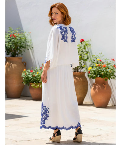 Conjunto Feminino Blusa e Saia Plissada Midi Verão | Vic