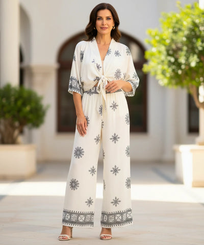 Conjunto Feminino Calça e Blusa Estampado Verão | Liana