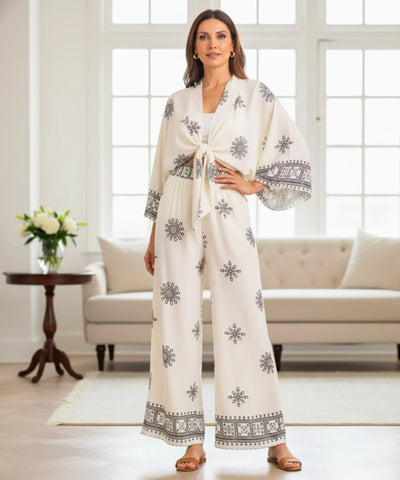 Conjunto Feminino Calça e Blusa Estampado Verão | Liana