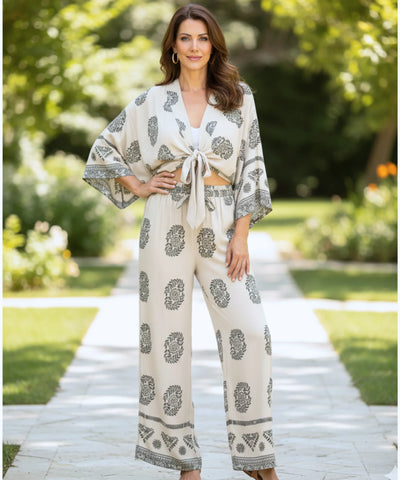 Conjunto Feminino Calça e Blusa Estampado Verão | Liana