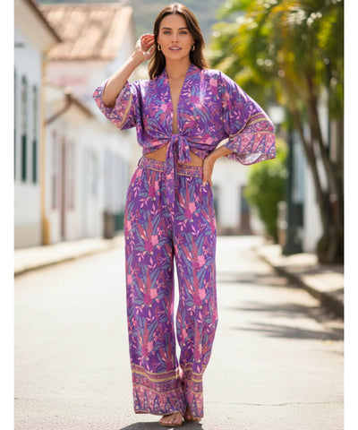 Conjunto Feminino Calça e Blusa Estampado Verão | Liana