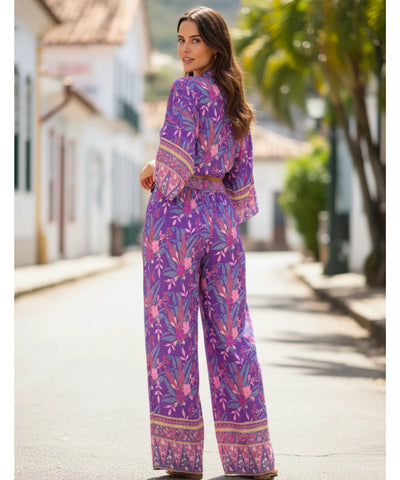 Conjunto Feminino Calça e Blusa Estampado Verão | Liana