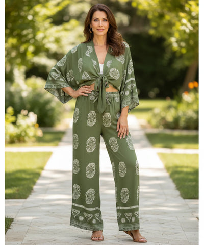 Conjunto Feminino Calça e Blusa Estampado Verão | Liana