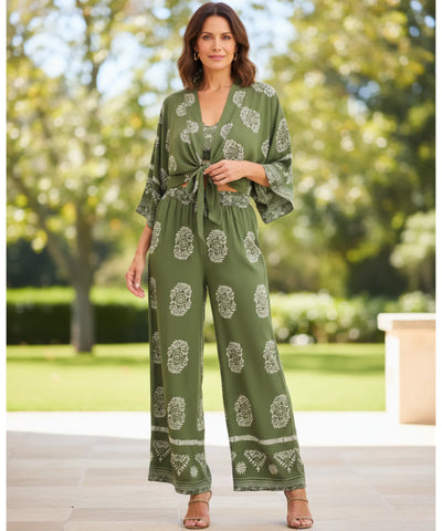 Conjunto Feminino Calça e Blusa Estampado Verão | Liana