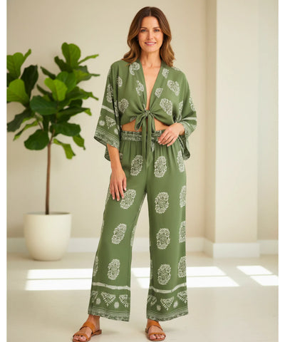 Conjunto Feminino Calça e Blusa Estampado Verão | Liana