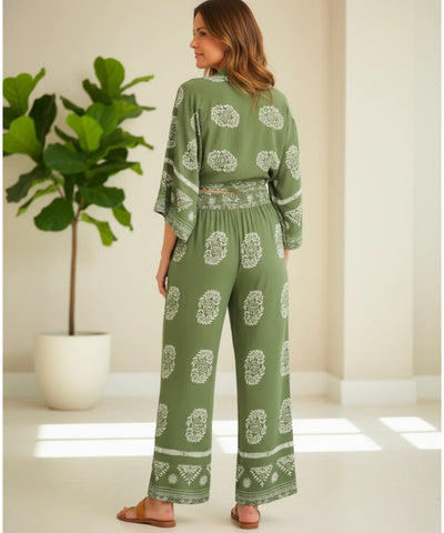 Conjunto Feminino Calça e Blusa Estampado Verão | Liana