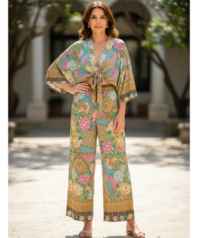 Conjunto Feminino Calça e Blusa Estampado Verão | Liana