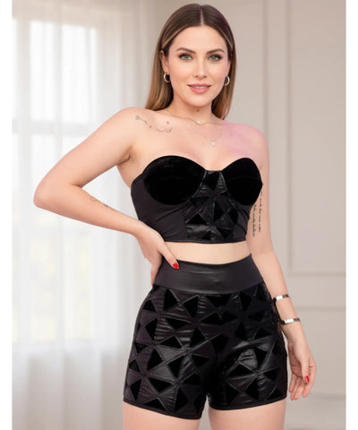 Conjunto Feminino Cropped Tomara Que Caia E Shorts Festa | Cringe