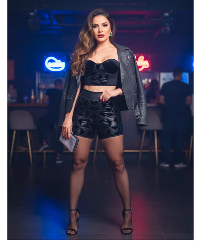 Conjunto Feminino Cropped Tomara Que Caia E Shorts Festa | Cringe