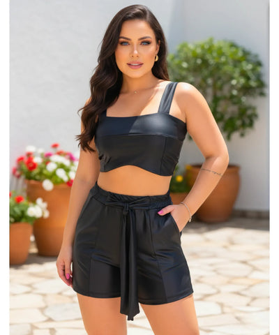 Conjunto Feminino Curto Cirre Top E Short Festa | Club