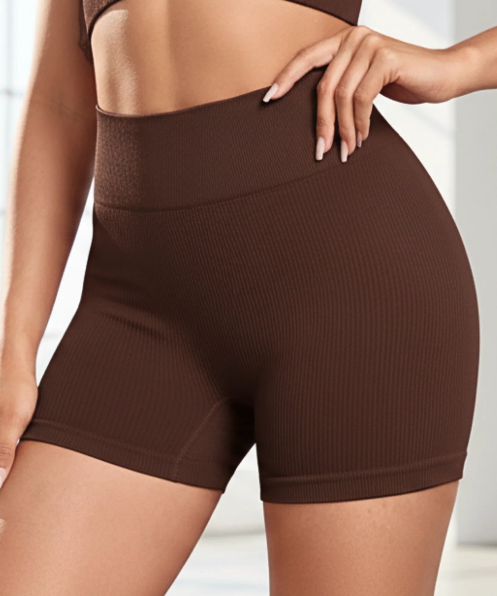 Comprar conjunto feminino fitness top ombro único short cintura alta academia treino confortável barato promoção