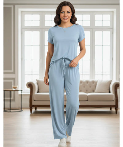 Conjunto Feminino Modal Blusa e Calça Pantalona Conforto | Esther