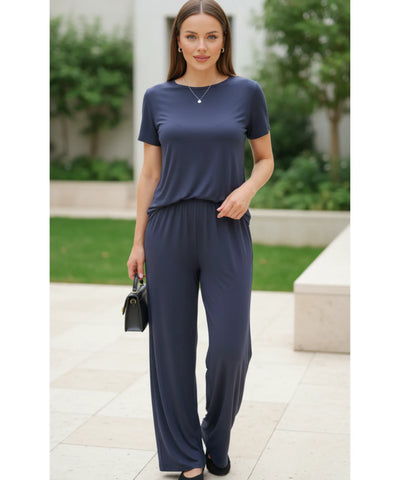 Conjunto Feminino Modal Blusa e Calça Pantalona Conforto | Esther