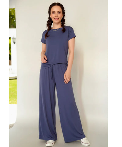 Conjunto Feminino Modal Blusa e Calça Pantalona Conforto | Esther