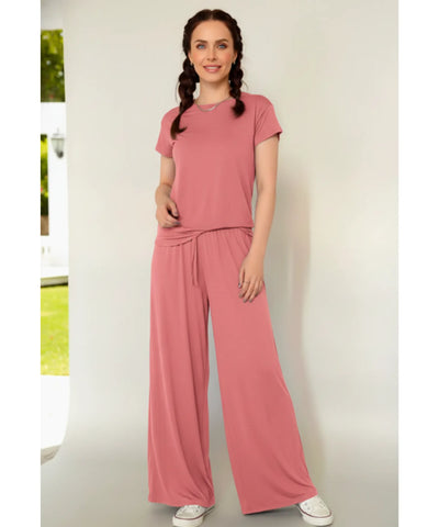 Conjunto Feminino Modal Blusa e Calça Pantalona Conforto | Esther