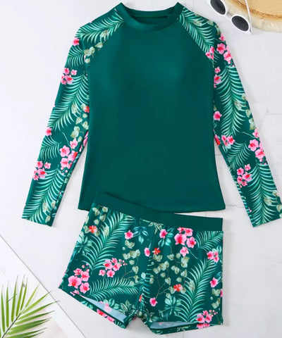 Conjunto Feminino Short Blusa Manga Longa Surf Floral | Slee