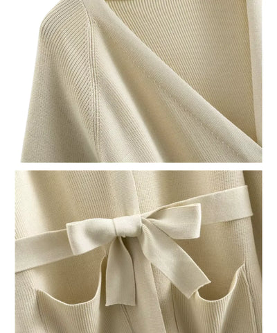 Conjunto Tricot Feminino Cardigan Amarração Social Elegante | Ayasha