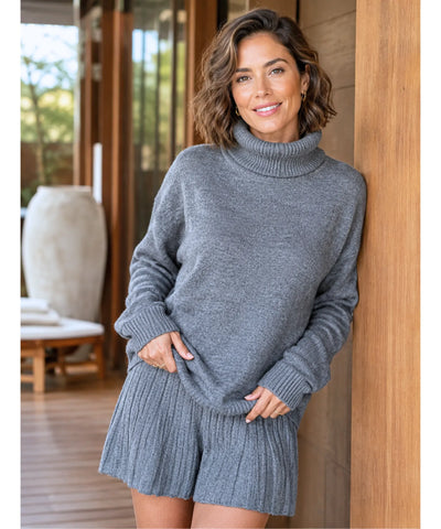 Conjunto Tricot Feminino Gola Alta Confortável Elegante | Suziy