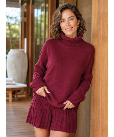 Conjunto Tricot Feminino Gola Alta Confortável Elegante | Suziy