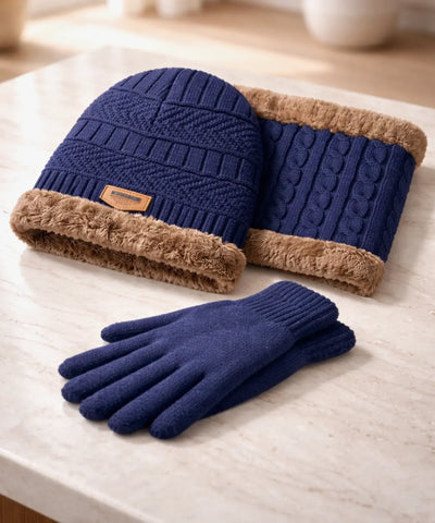  Comprar conjunto inverno masculino gorro cachecol luvas térmico forrado aquecimento barato promoção Anellimn