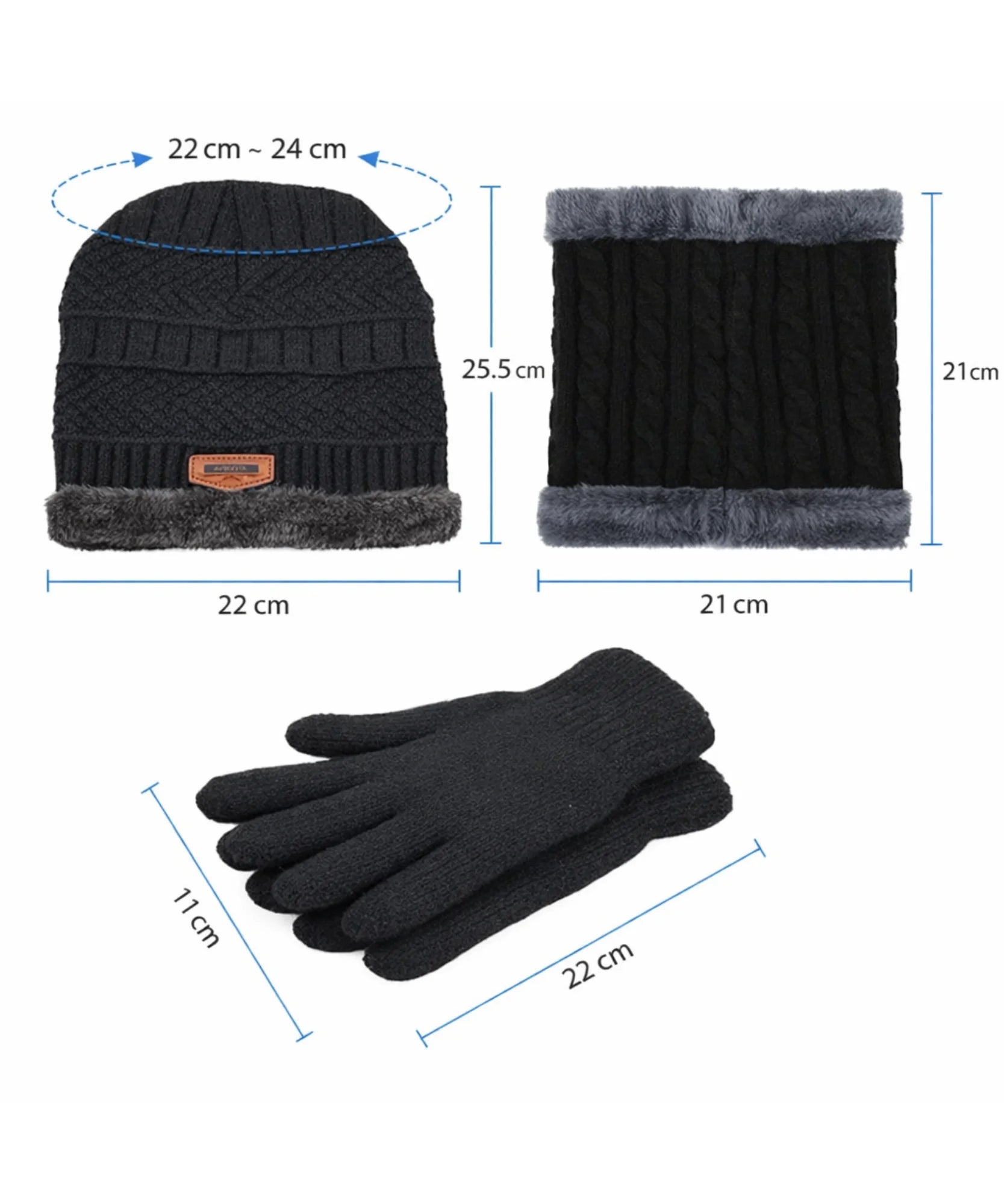  Comprar conjunto inverno masculino gorro cachecol luvas térmico forrado aquecimento barato promoção Anellimn